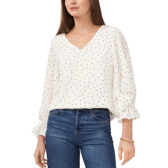 Vince Camuto White and Black Polka Dot Shirt XL NWT - Picture 1 of 2